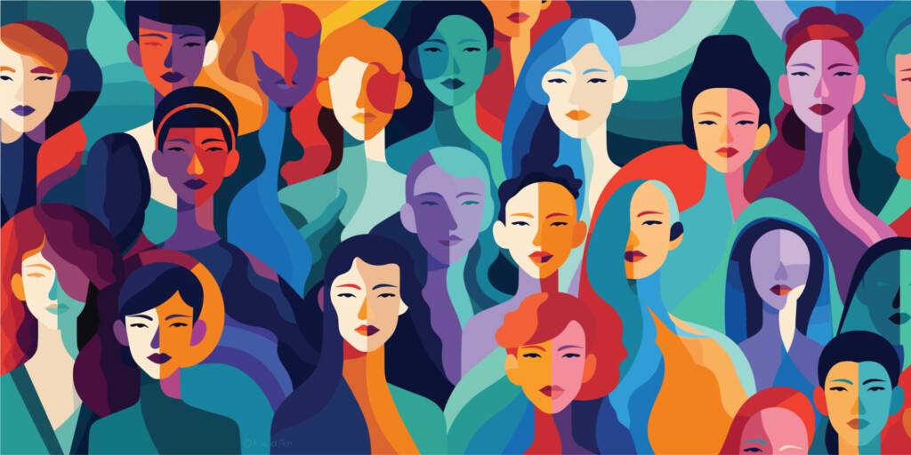 photo : Flat colorful illustration of a diverse group of women